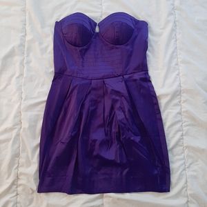 strapless purple cocktail bodycon mini dress